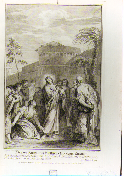 CRISTO GUARISCE L'EMORROISSA (stampa) di Ricci Sebastiano, Liotard Jean-Michel (sec. XVIII)