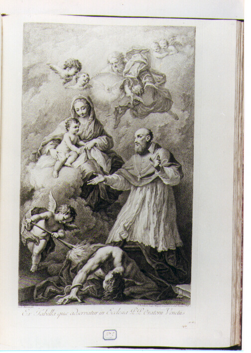 GLORIA DI SAN FRANCESCO DI SALES CHE SCONFIGGE L'ERESIA (stampa) di Amigoni Jacopo, Bartolozzi Francesco (sec. XVIII)