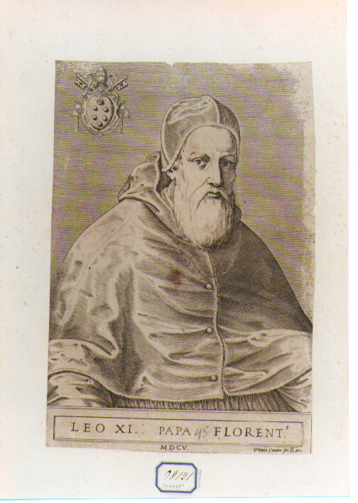 RITRATTO DI PAPA LEONE XI (stampa controfondata smarginata) di Cavani Ottavio (sec. XVII)
