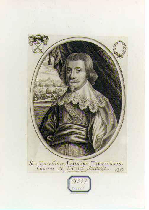 RITRATTO DI LEONARDO TORSTENSOHN (stampa controfondata smarginata) di Moncornet Balthasar (CERCHIA) (sec. XVII)