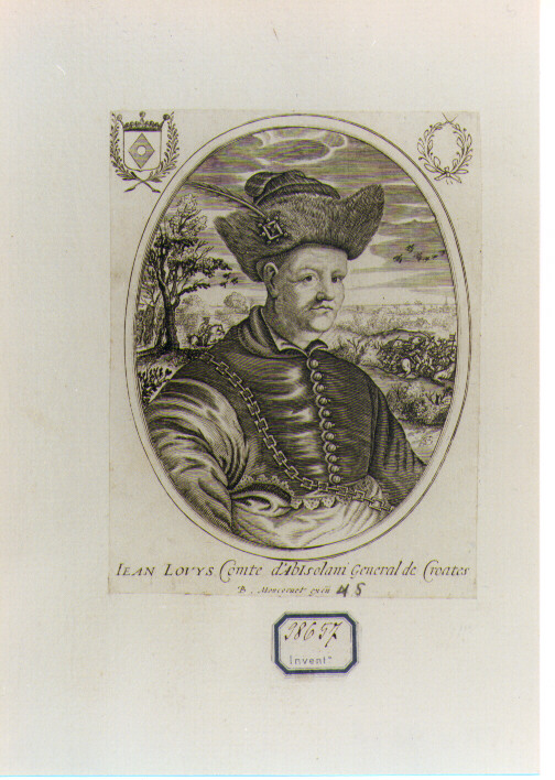 RITRATTO DI JEAN LOUYS CONTE D'ABISOLANI (stampa controfondata smarginata) di Moncornet Balthasar (CERCHIA) (sec. XVII)