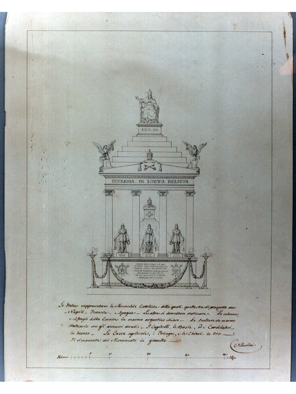 monumento funebre (disegno) di Niccolini Antonio (sec. XIX)