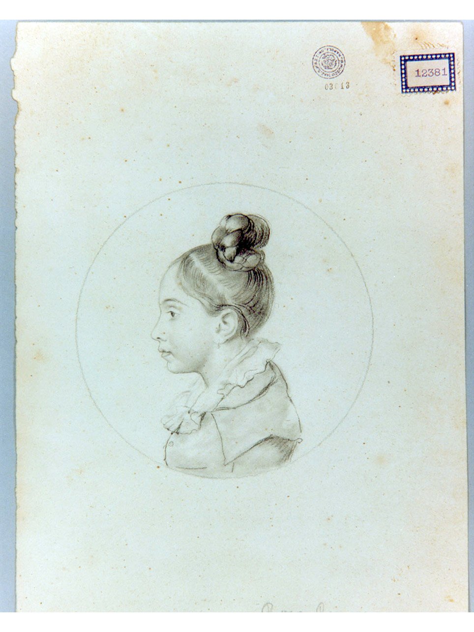 ritratto di donna (disegno) di Cammarano Giuseppe (sec. XIX)