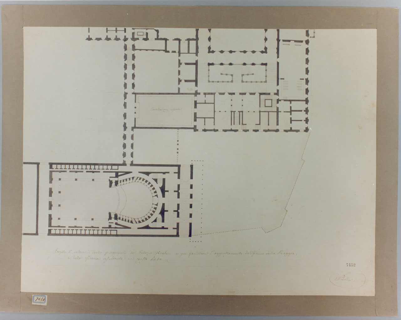 progetto per la sistemazione della zona occidentale del teatro San Carlo (disegno) di Niccolini Antonio (sec. XIX)