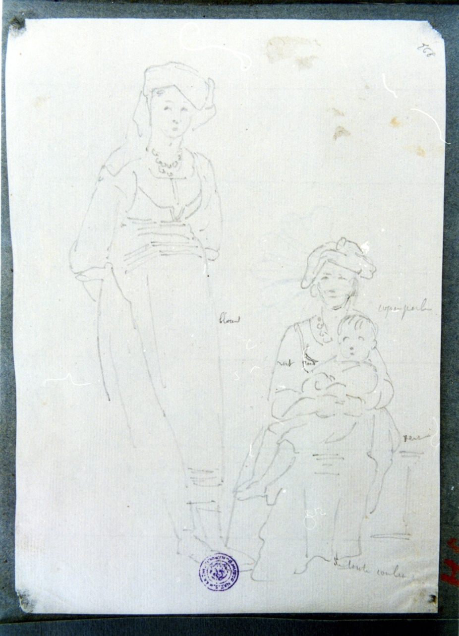 studio di due donne e un bambino (disegno) di Vervloet Frans (secondo quarto sec. XIX)