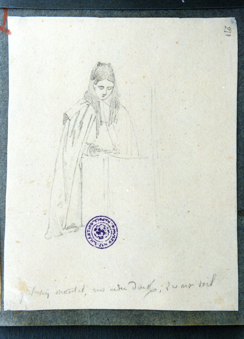studio di donna in ginocchio (disegno) di Vervloet Frans (secondo quarto sec. XIX)