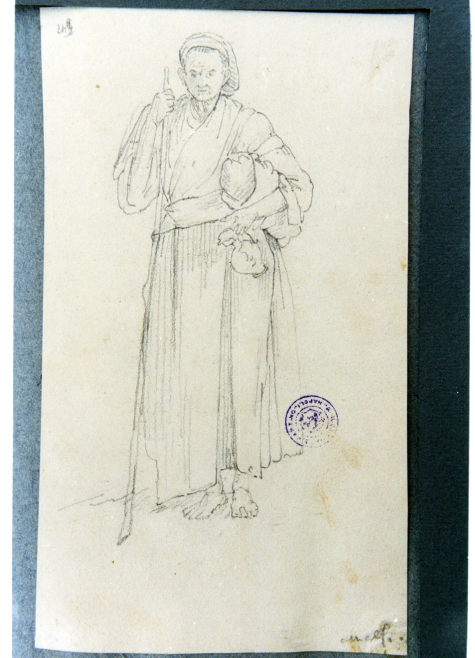 figura di vecchia in costume di Amalfi (disegno) di Vervloet Frans (secondo quarto sec. XIX)