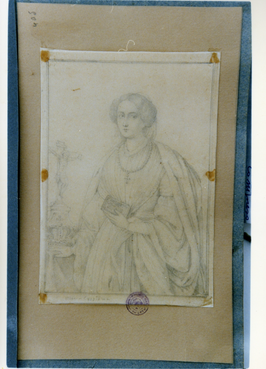 ritratto della regina Maria Cristina di Savoia (disegno) di Vervloet Frans (sec. XIX)