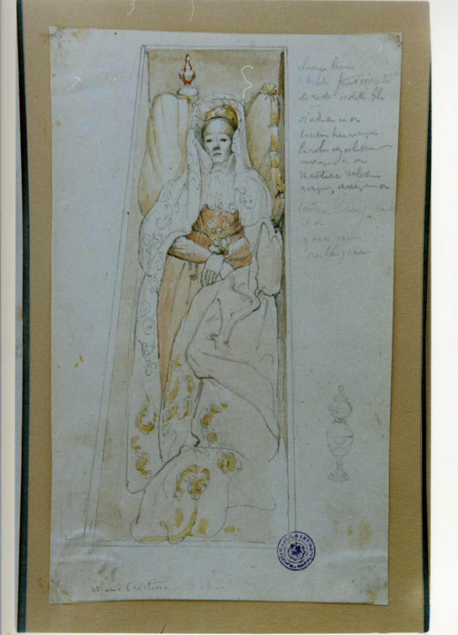 salma della regina Maria Cristina di Savoia (disegno) di Vervloet Frans (sec. XIX)