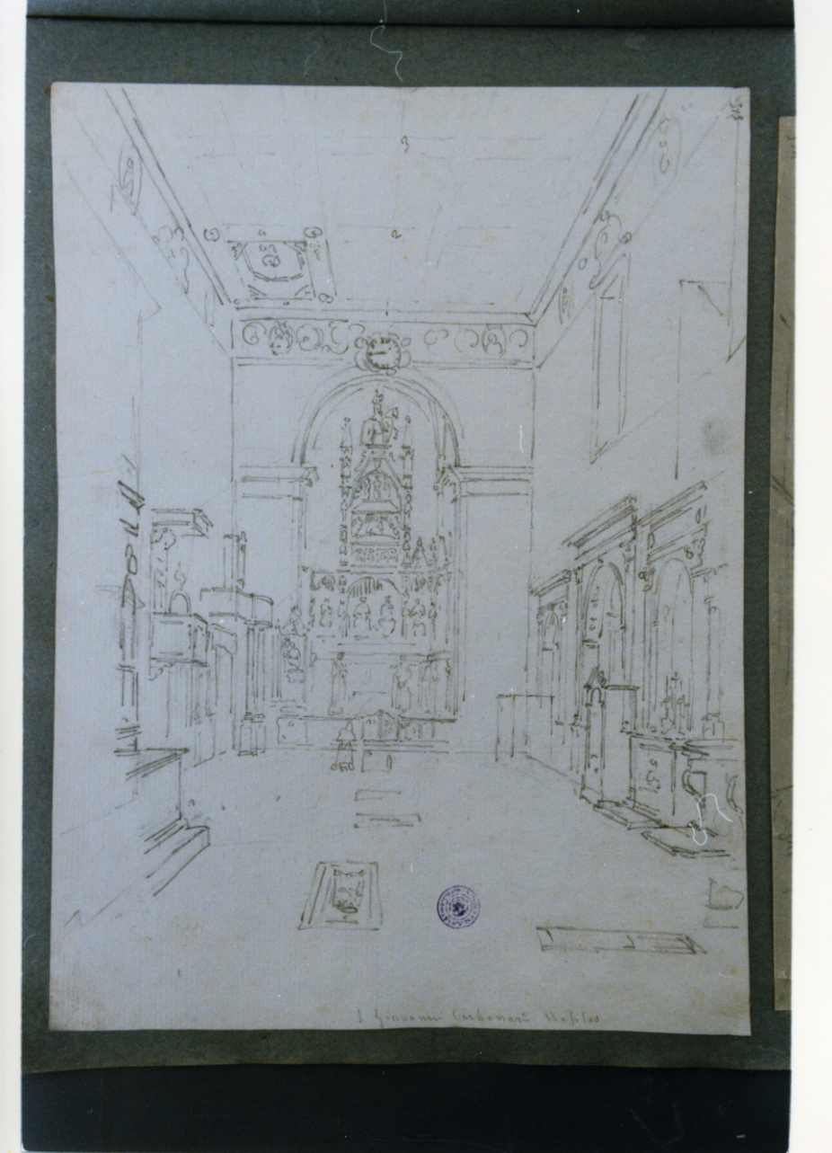 interno della chiesa di San Giovanni a Carbonara (disegno) di Vervloet Frans (sec. XIX)