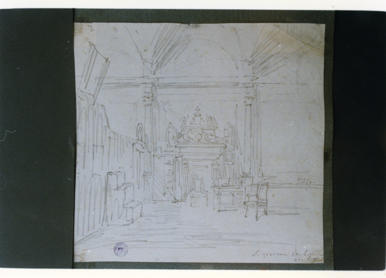 interno della chiesa di San Giovanni a Carbonara (disegno) di Vervloet Frans (sec. XIX)