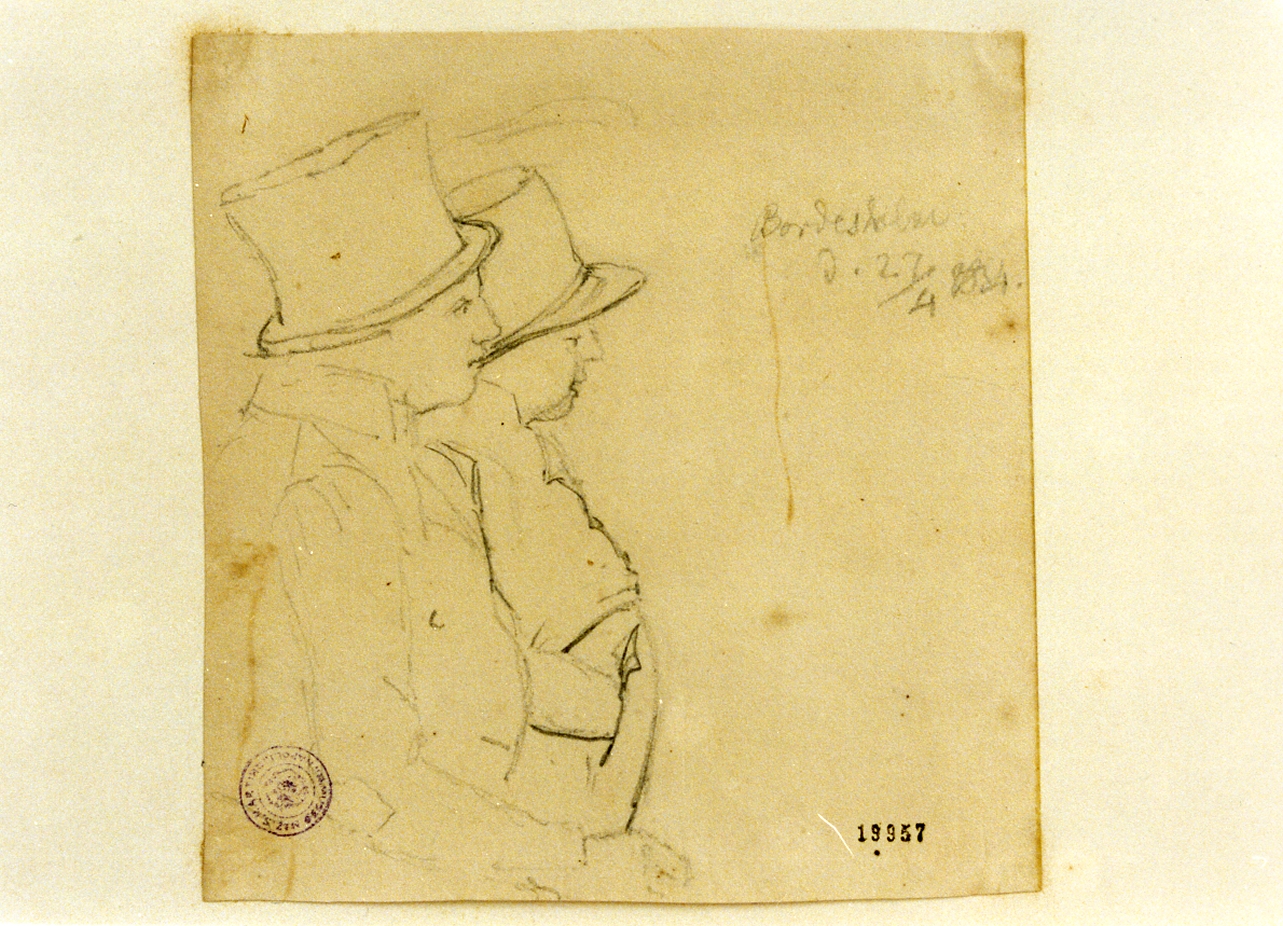 due uomini di profilo (disegno) di Carmiencke Johann Hermann (sec. XIX)