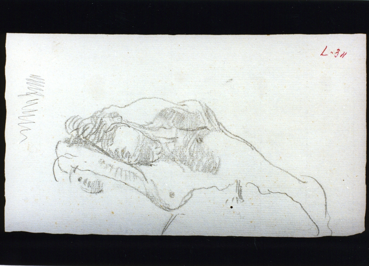 studio di figura femminile nuda (disegno) di Vetri Paolo (ultimo quarto sec. XIX)