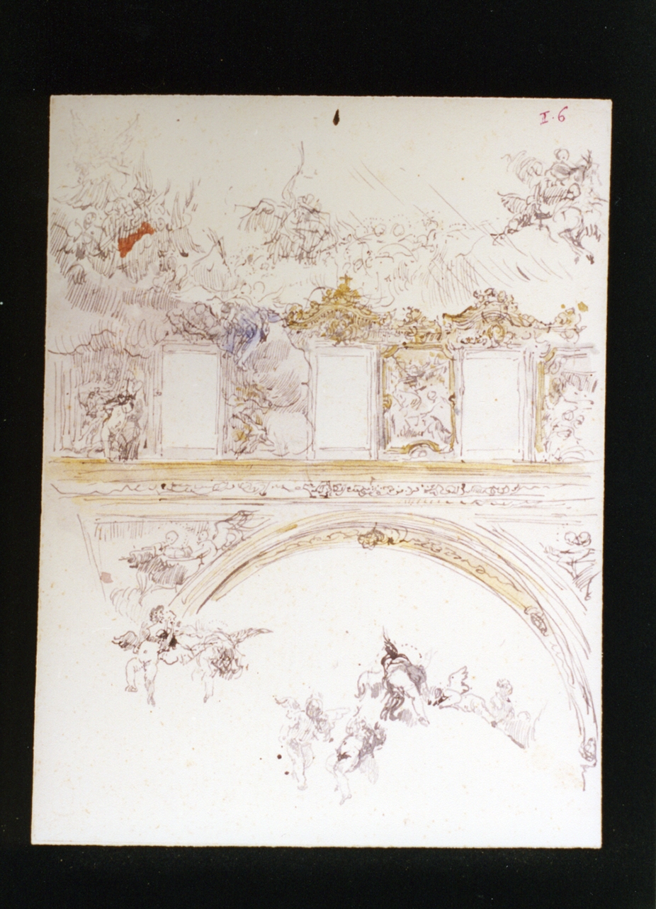 studi per gli affreschi di una chiesa (disegno) di Vetri Paolo (ultimo quarto sec. XIX)