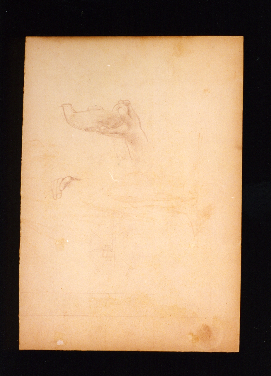 studio di mani con lucerna (disegno) di Vetri Paolo (fine/inizio secc. XIX/ XX)
