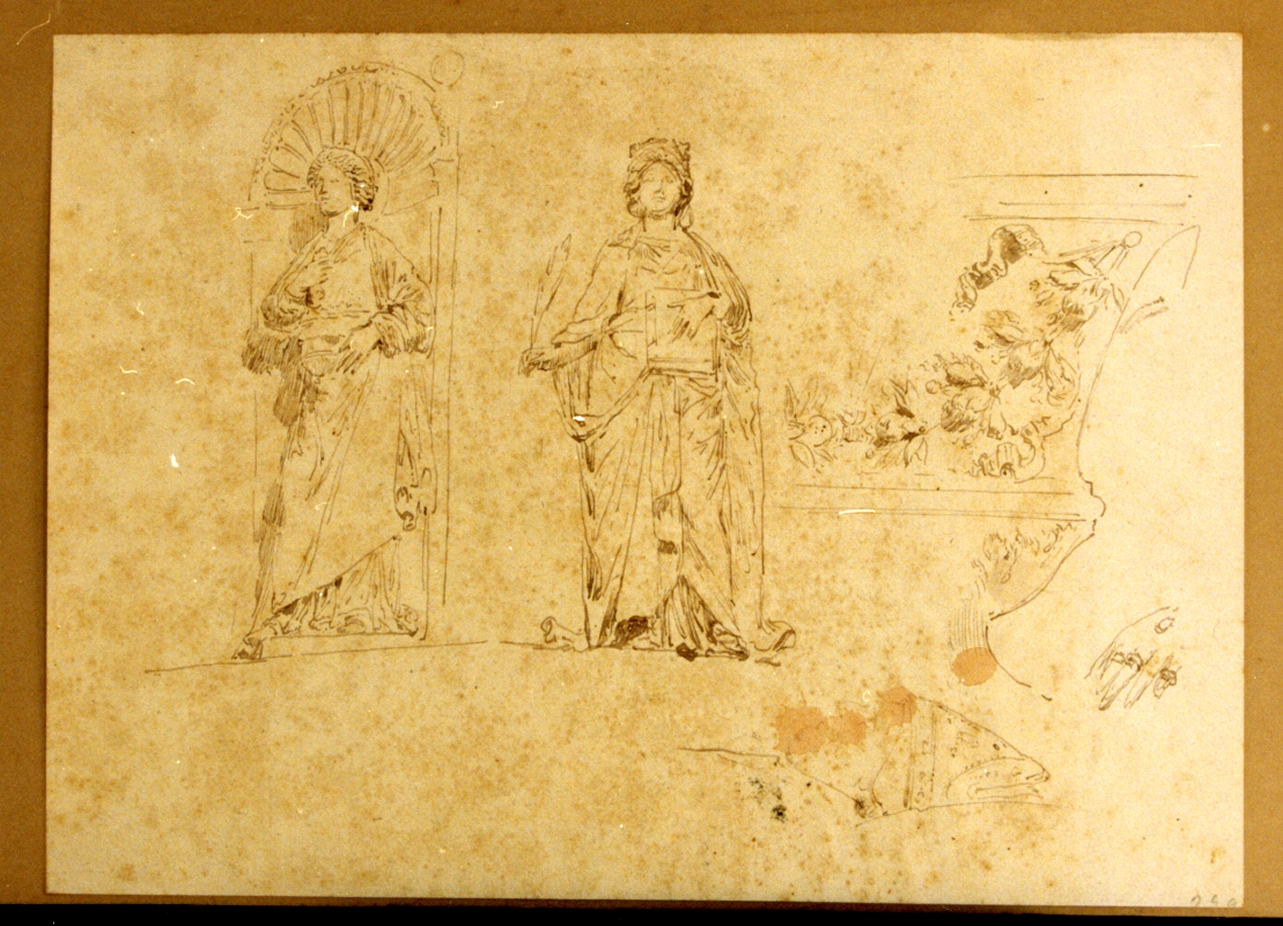 studi di statue e di vasi (disegno) di Vetri Paolo (sec. XIX)