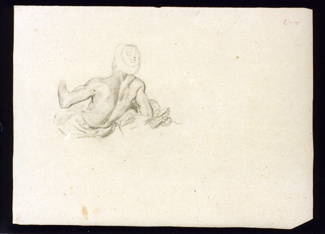 studio di figura maschile di spalle (disegno) di Vetri Paolo (sec. XIX)