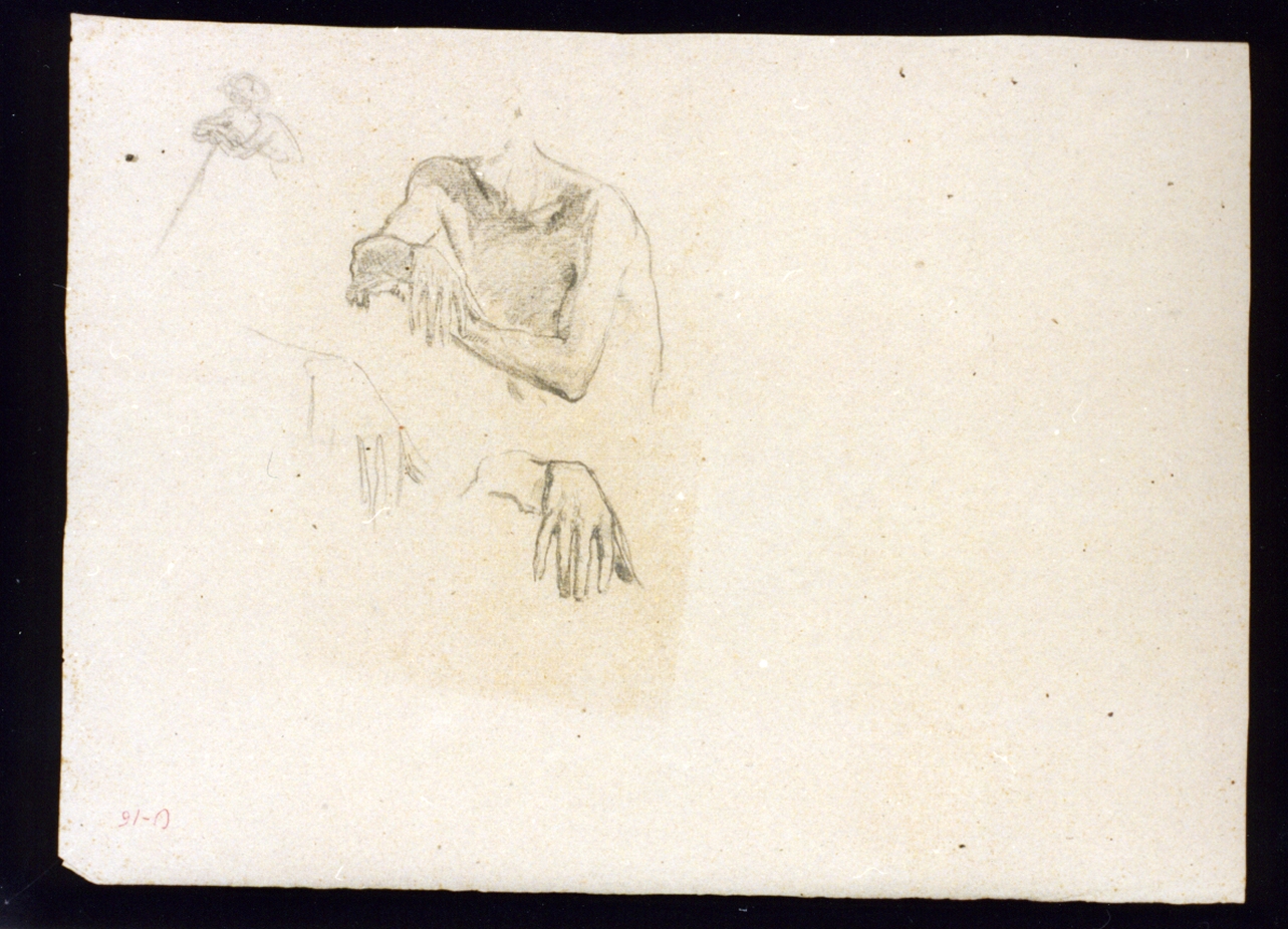studi di figure e di mani (disegno) di Vetri Paolo (sec. XIX)