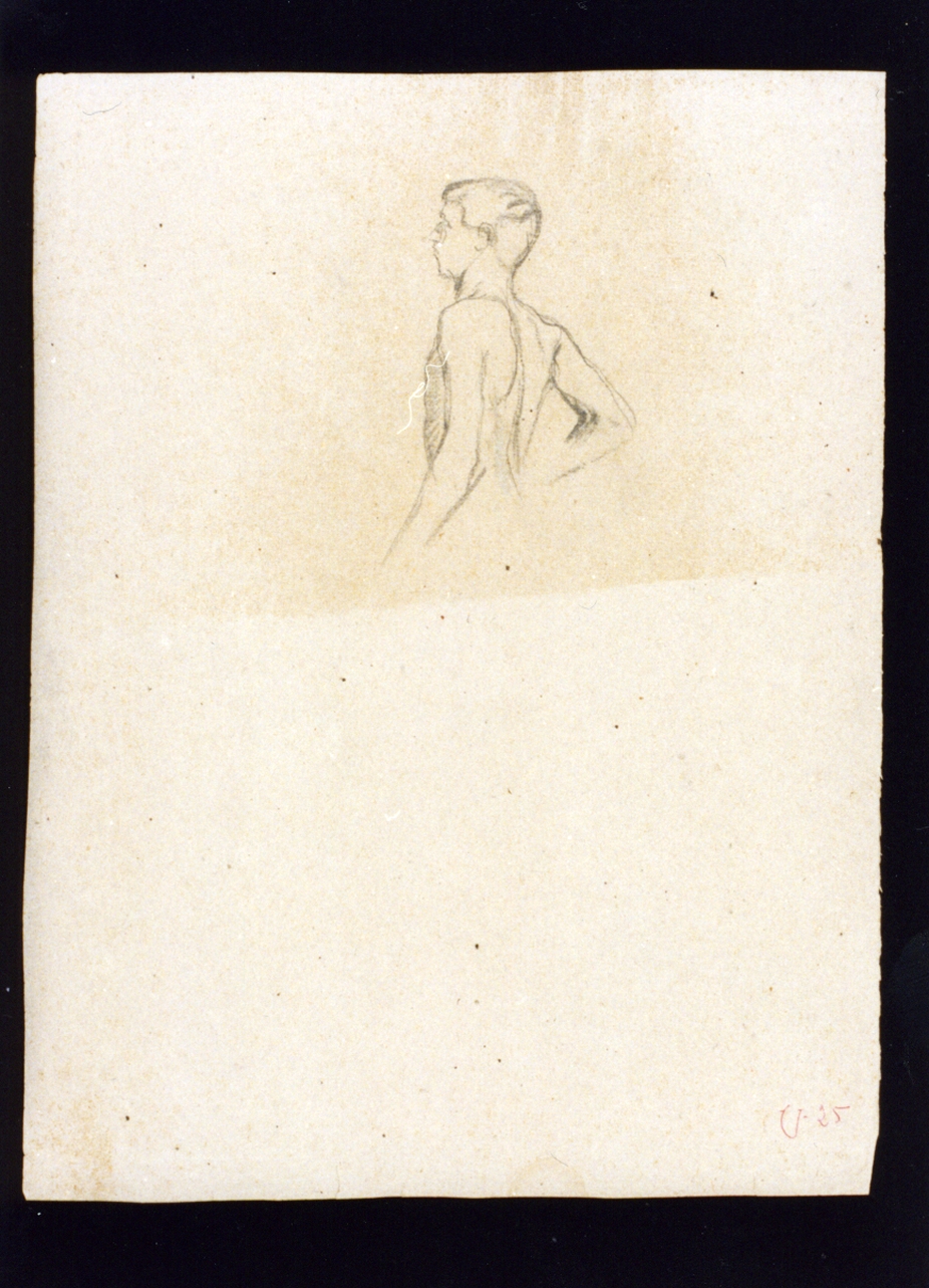 studio di figura maschile nuda di spalle (disegno) di Vetri Paolo (sec. XIX)