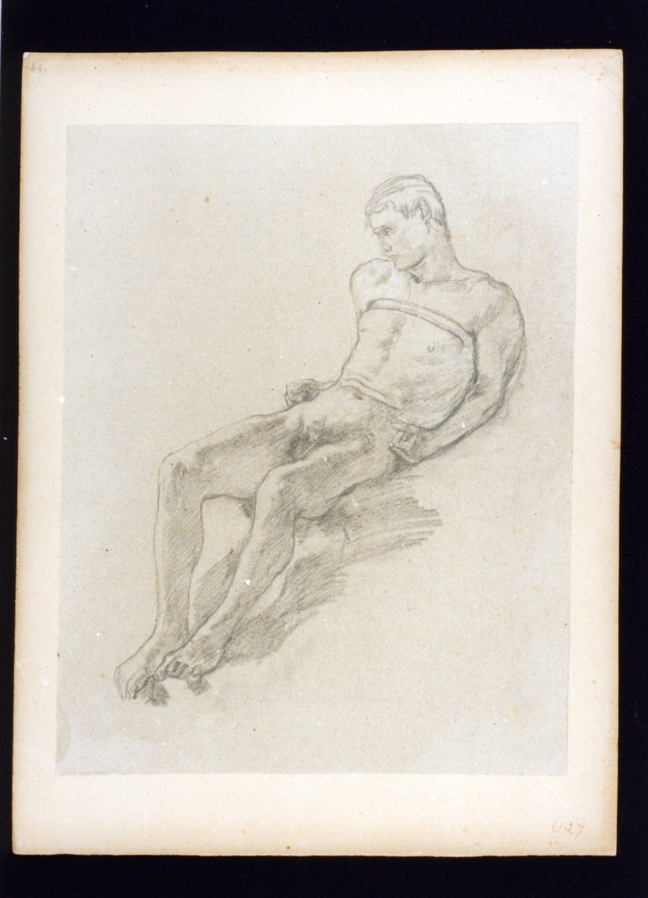 studio di figura maschile nuda distesa (disegno) di Vetri Paolo (sec. XIX)