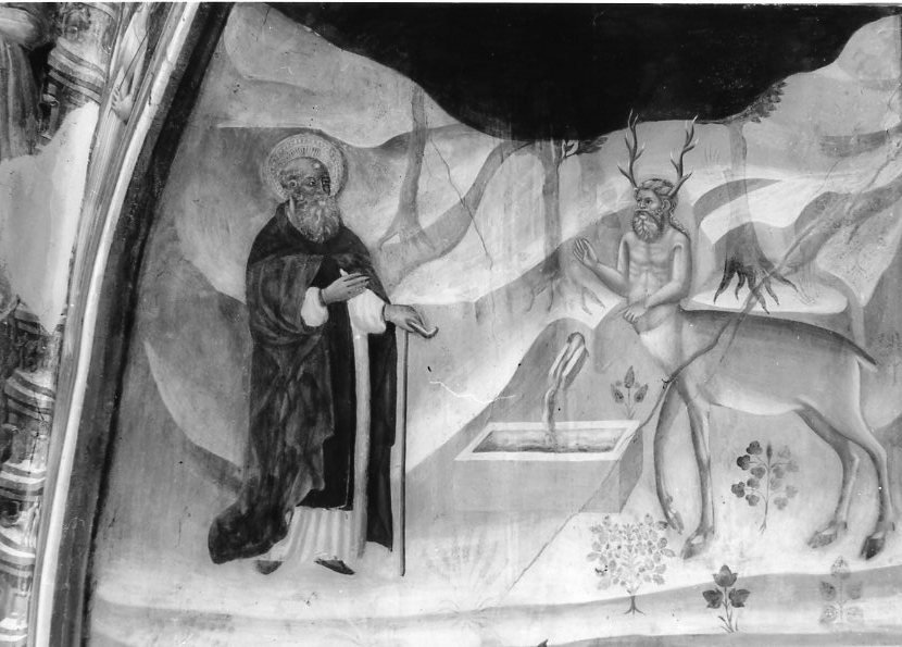 Sant'Antonio Abate nel deserto (dipinto) - ambito campano (prima metà sec. XV)