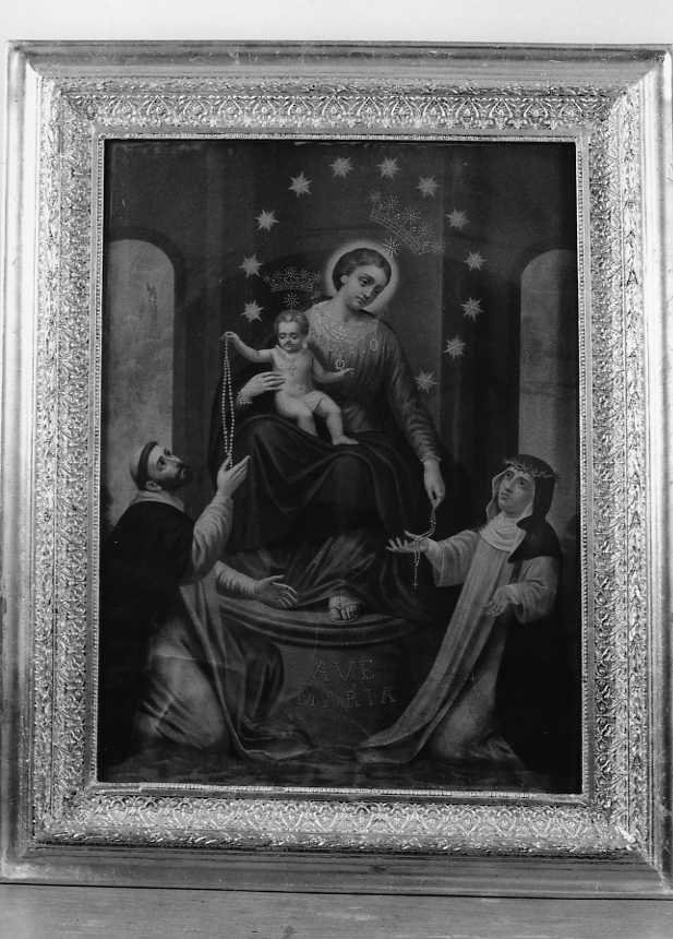 Madonna del Rosario con San Domenico e Santa Caterina da Siena (dipinto) - ambito campano (sec. XIX)