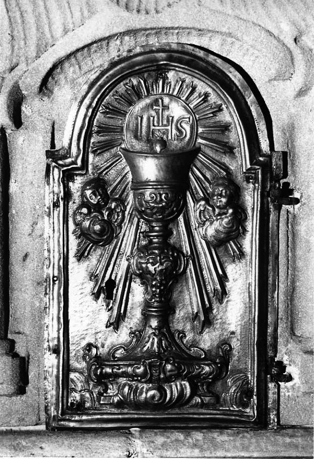 angeli adoranti il calice eucaristico (sportello di tabernacolo) - bottega campana (sec. XVIII)