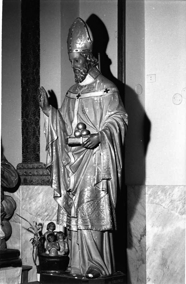 San Nicola di Bari resuscita i tre fanciulli (statua) - bottega campana (inizio sec. XX)