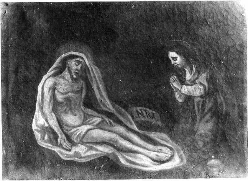 stazione XIV: Gesù deposto nel sepolcro (dipinto) - ambito beneventano (sec. XVIII)