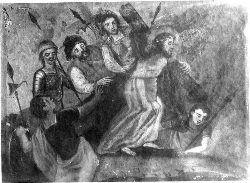 stazione III: Gesù cade sotto la croce la prima volta (dipinto) - ambito beneventano (sec. XVIII)