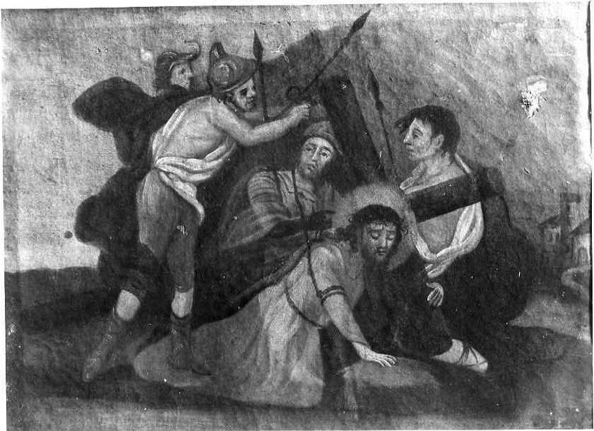 stazione V: Gesù aiutato da Simone il Cireneo a portare la croce (dipinto) - ambito beneventano (sec. XVIII)