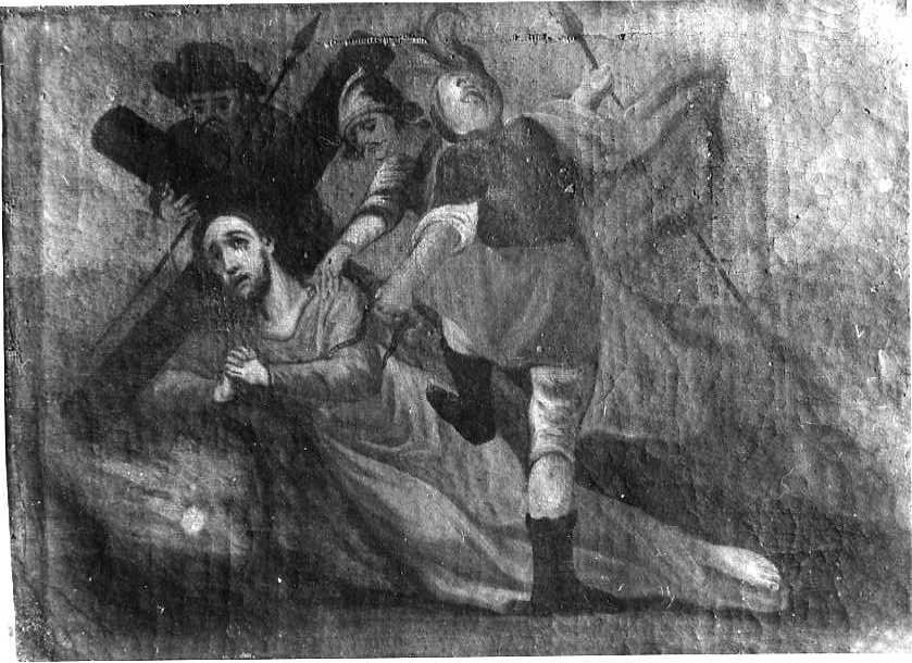 stazione VII: Gesù cade sotto la croce la seconda volta (dipinto) - ambito beneventano (sec. XVIII)