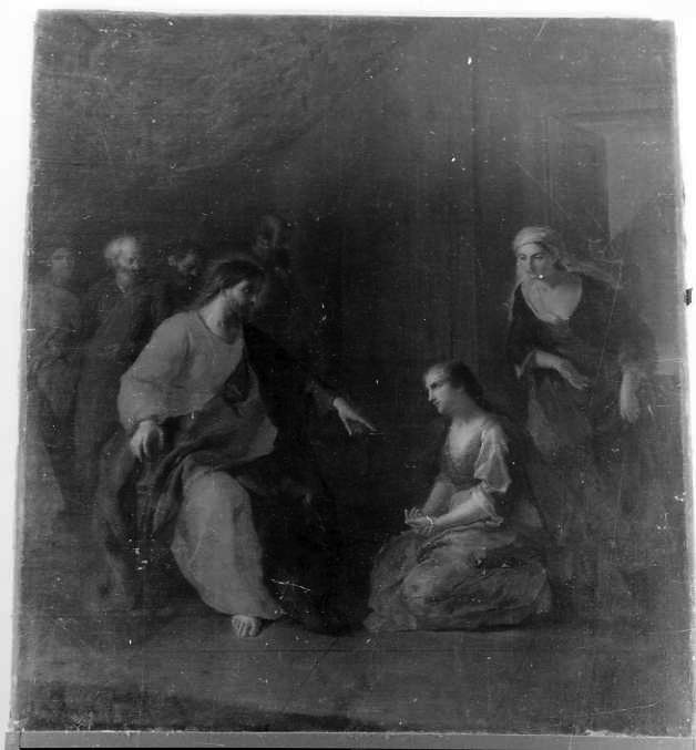 Cristo e l'adultera (dipinto) di Liani Francesco (attribuito) (sec. XVIII)