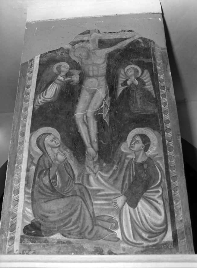 crocifissione di Cristo con la Madonna e santi (dipinto) - ambito napoletano (fine sec. XIV)