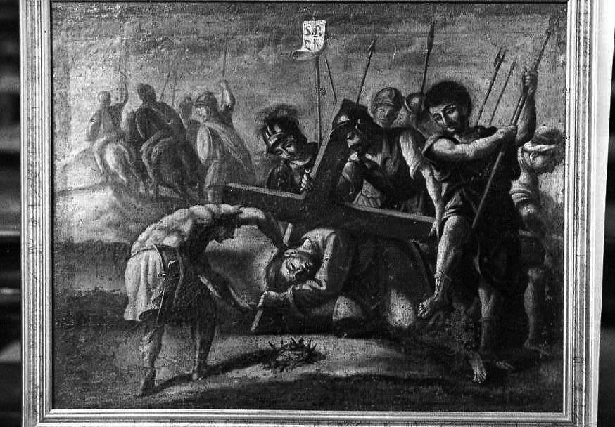 stazione III: Gesù cade sotto la croce la prima volta (dipinto) - ambito campano (sec. XVIII)