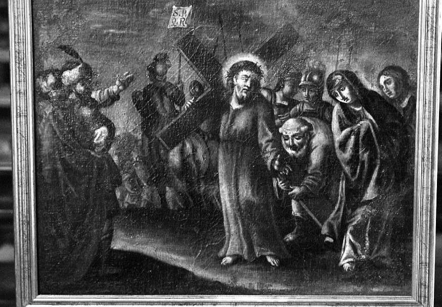 stazione IV: Gesù incontra la Madonna (dipinto) - ambito campano (sec. XVIII)