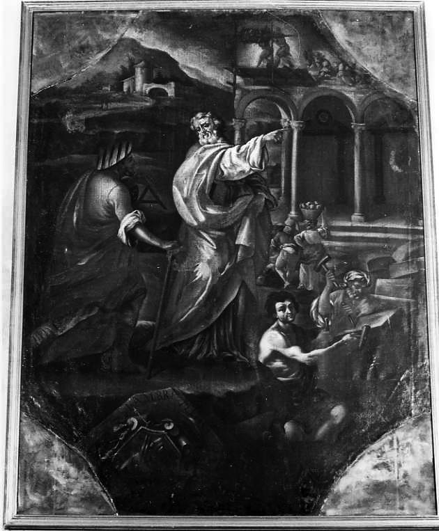 San Bernardo che dispone per la costruzione della chiesa (dipinto) - ambito campano (sec. XVIII)