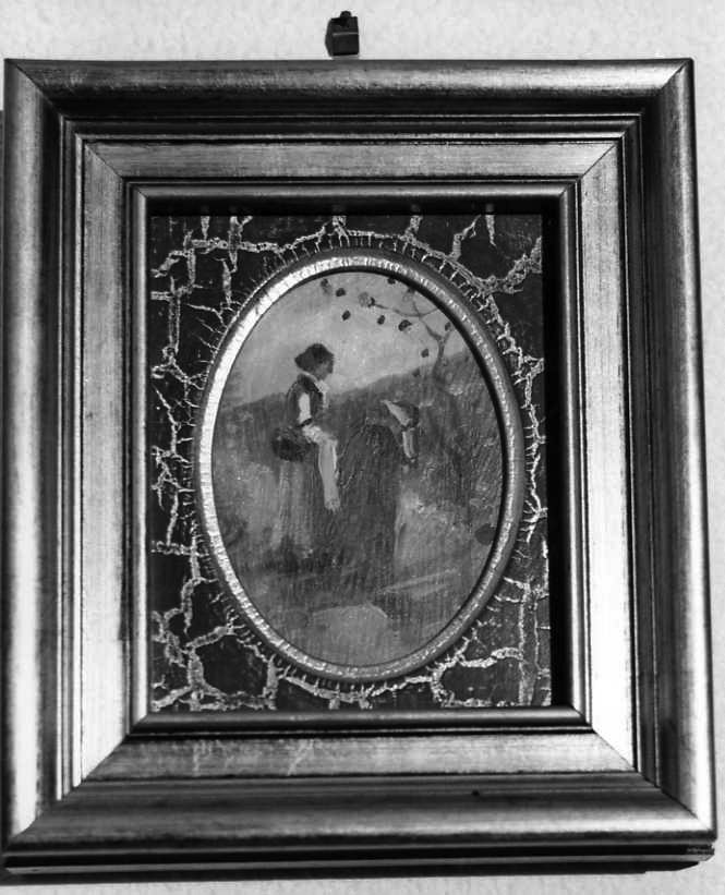 scena campestre con figure (dipinto) - ambito campano (sec. XIX)