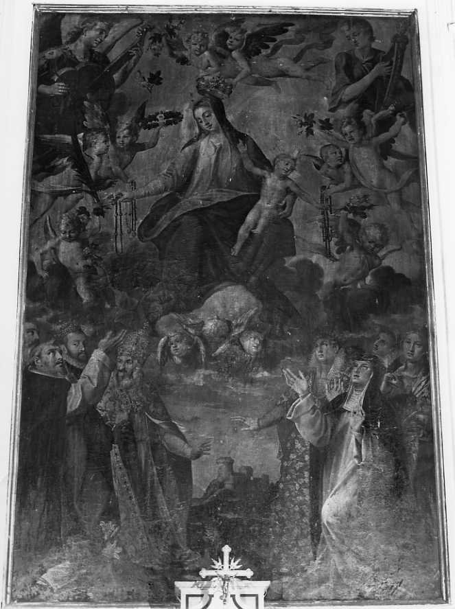 Madonna del Rosario con San Domenico e Santa Caterina da Siena (dipinto) - ambito campano (sec. XVI)