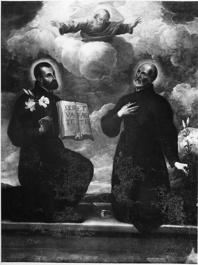 Dio Padre e i Santi Gaetano da Thiene e Andrea da Avellino (dipinto) di Malinconico Oronzo (sec. XVII)