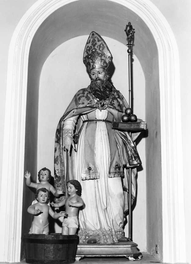 San Nicola di Bari resuscita i tre fanciulli (statua) - bottega campana (sec. XVIII)