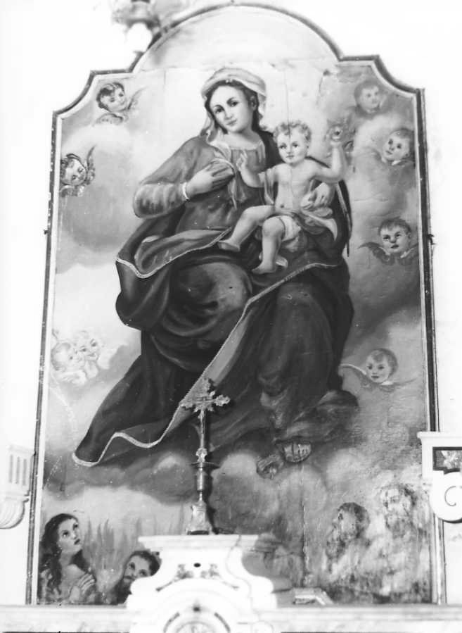 Madonna con Bambino, angeli e anime purganti (dipinto) - ambito campano (sec. XIX)