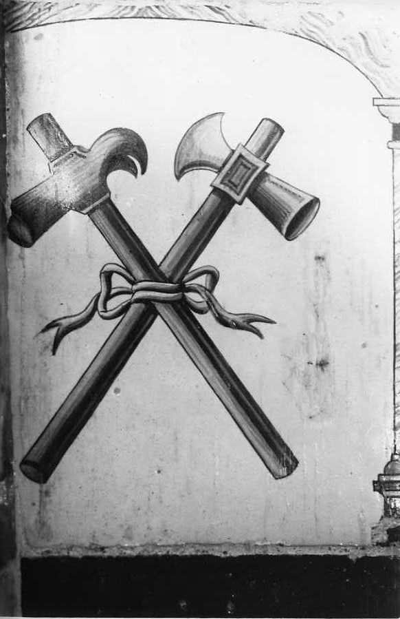 simboli della passione (mattonella) - bottega campana (prima metà sec. XIX)