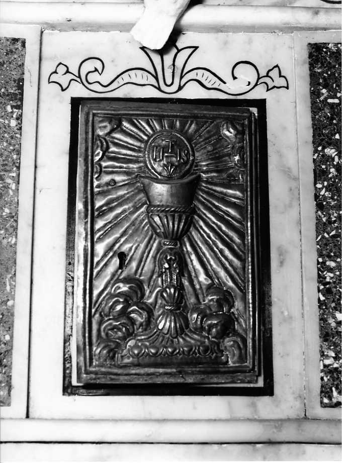 calice eucaristico (sportello di tabernacolo) - bottega campana (seconda metà sec. XIX)