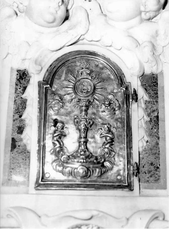angeli adoranti il calice eucaristico (sportello di tabernacolo) - bottega campana (prima metà sec. XVIII)