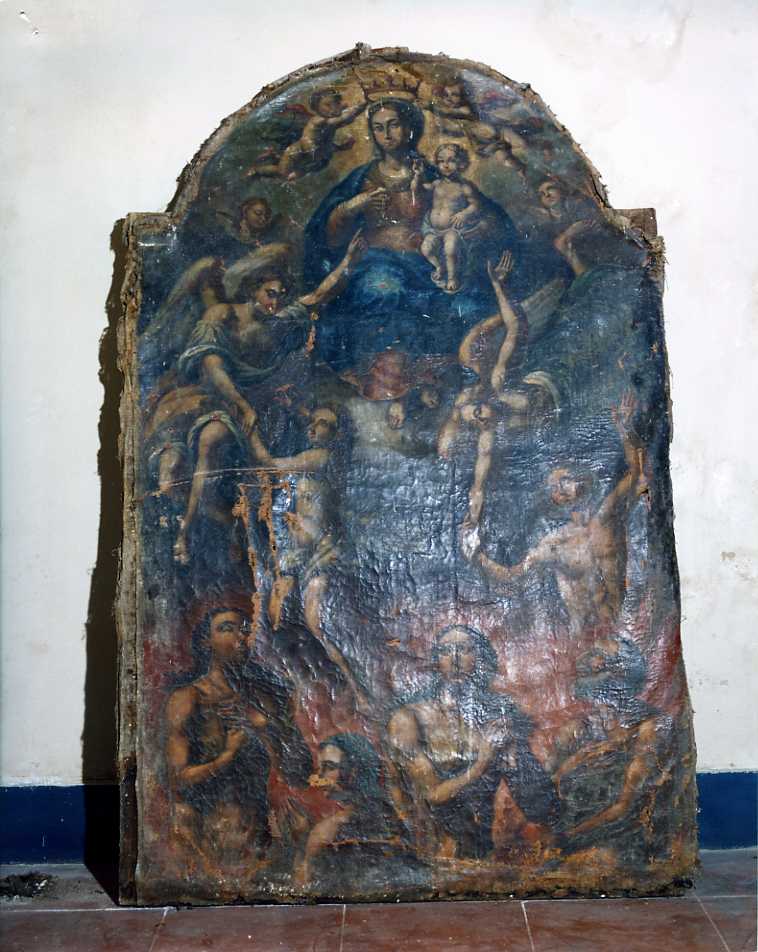 Madonna del Carmelo intercede per le anime del purgatorio (dipinto) di Frascadore Decio (sec. XVIII)