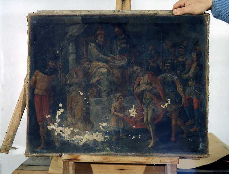 stazione I: Gesù condannato a morte (dipinto) di Frascadore Decio (sec. XVIII)