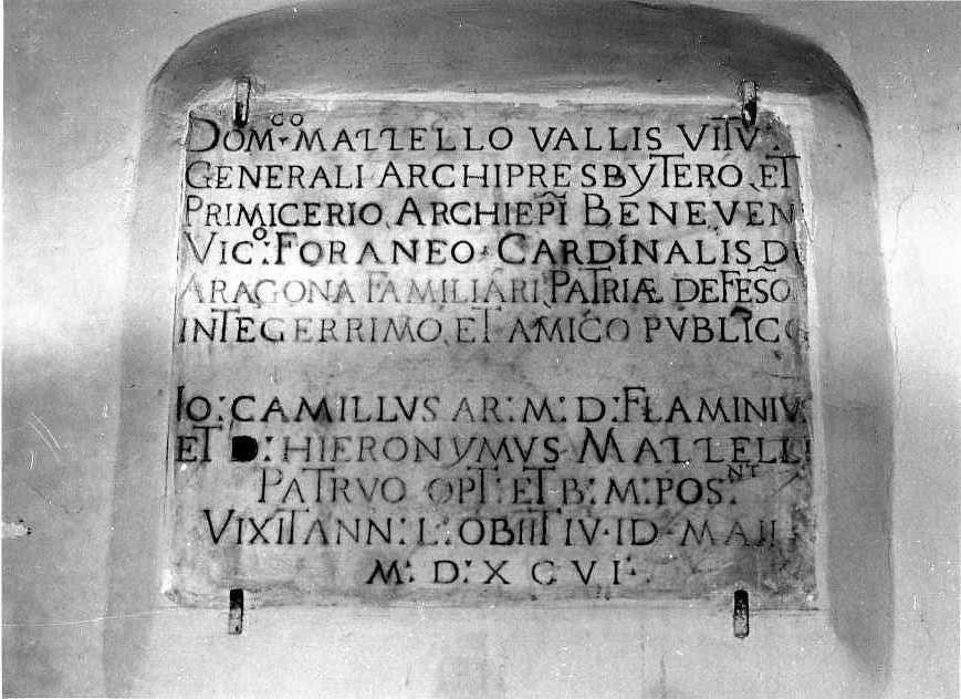 iscrizione (lapide) - bottega campana (sec. XVI)