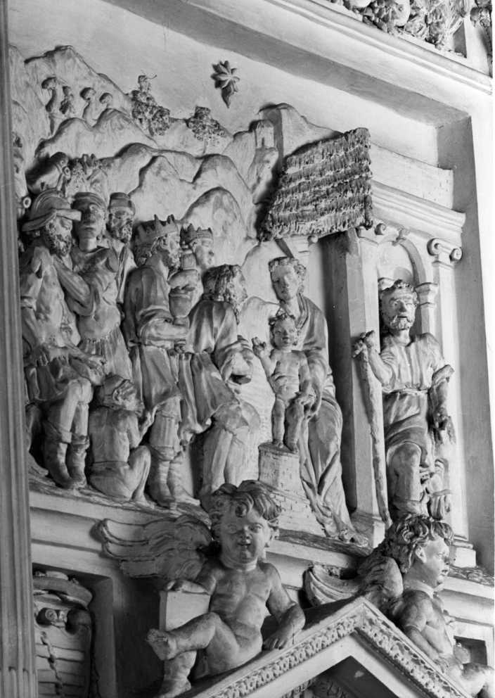 adorazione dei Re Magi (rilievo) di Di Majo Giuseppe (sec. XVII)