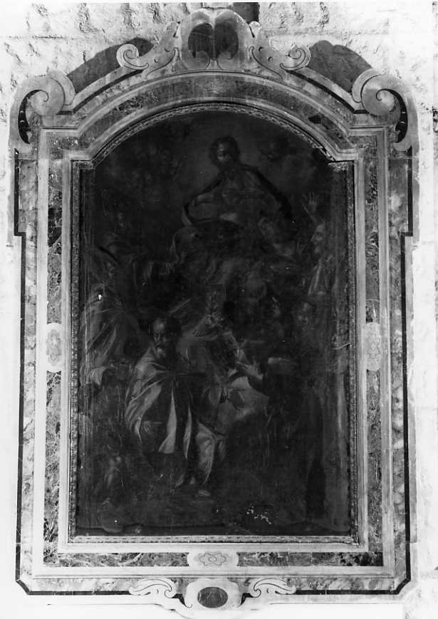 Cristo in gloria tra San Gennaro, Sant' Antonio da Padova e Antonio Abate (dipinto) - ambito campano (sec. XVIII)